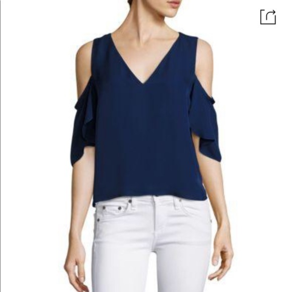 Ramy Brook Judy cold shoulder silk blouse‎